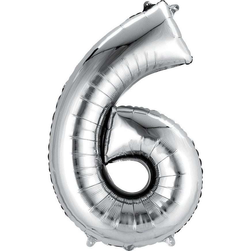 Large silver number birthday balloons