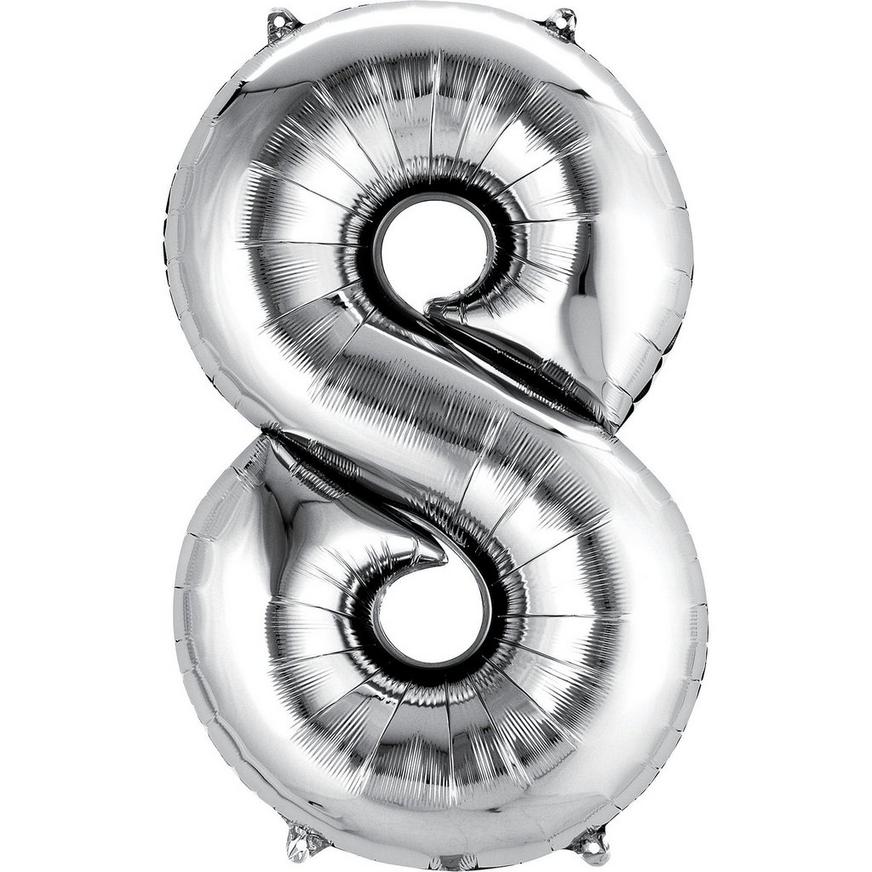 Large silver number birthday balloons