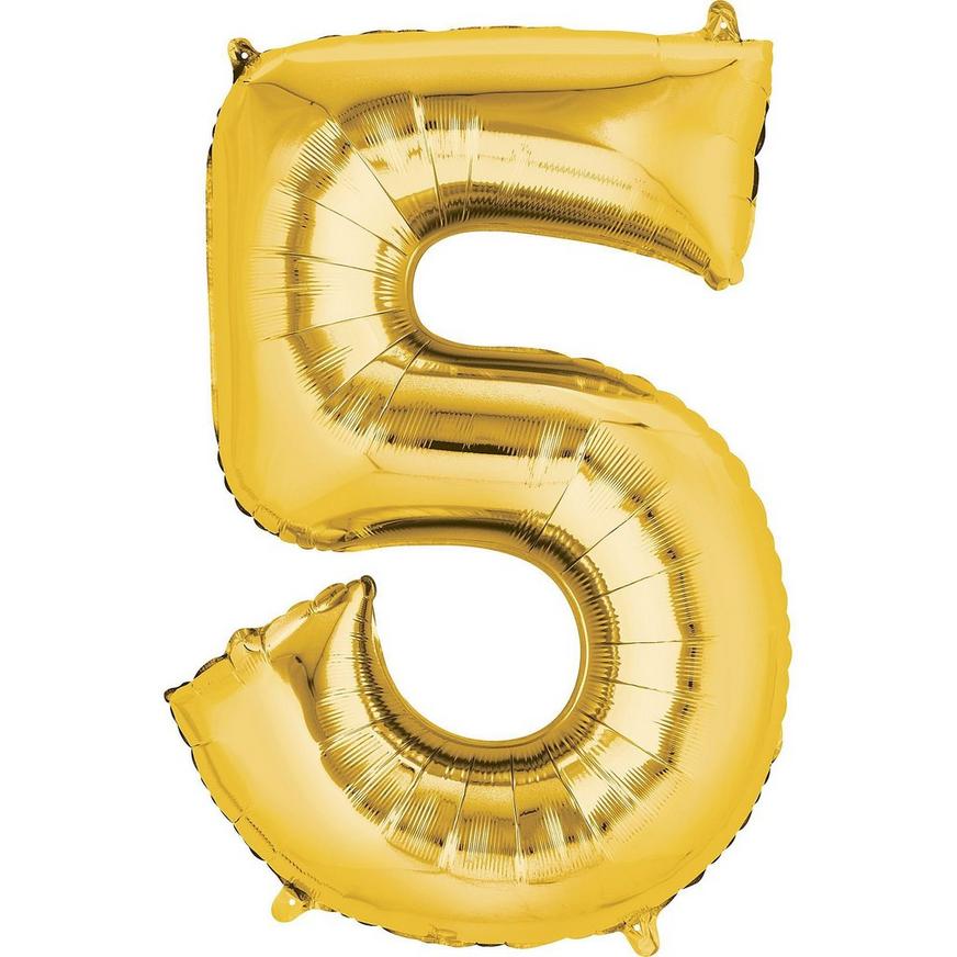 Large golden numbers birthday balloons