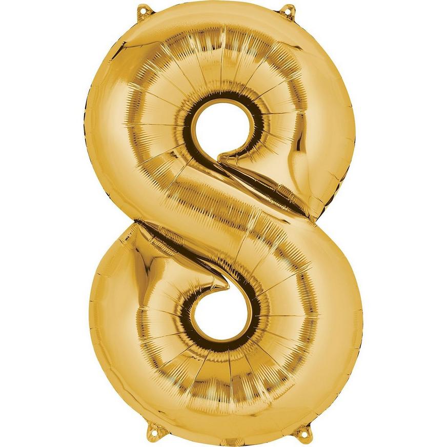 Large golden numbers birthday balloons