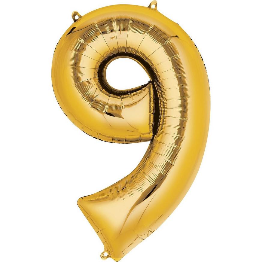 Large golden numbers birthday balloons