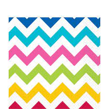 مناديل مشروبات الوان متعددة 36 قطعة | Chevron Multi Color Beverage Tissues 36Pcs