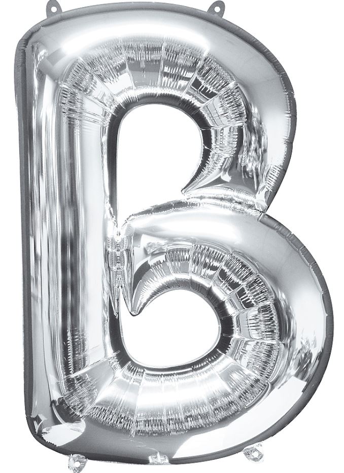 Large silver letter balloons