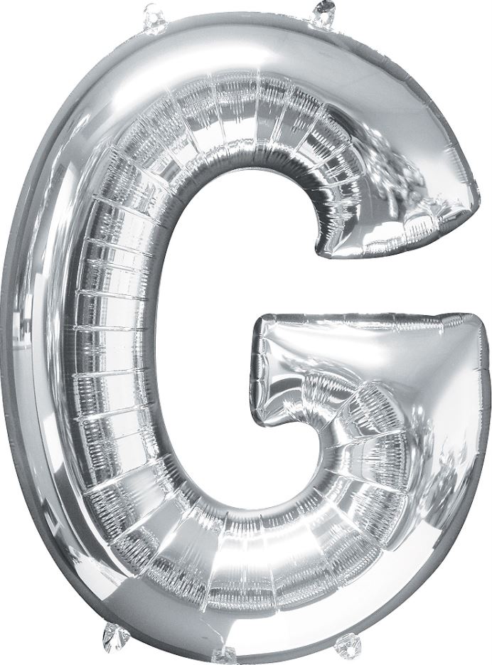 Large silver letter balloons