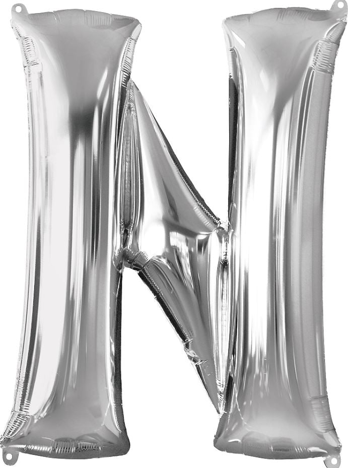 Large silver letter balloons
