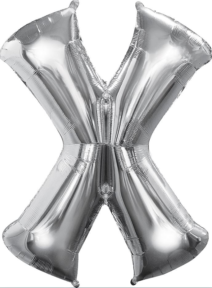 Large silver letter balloons
