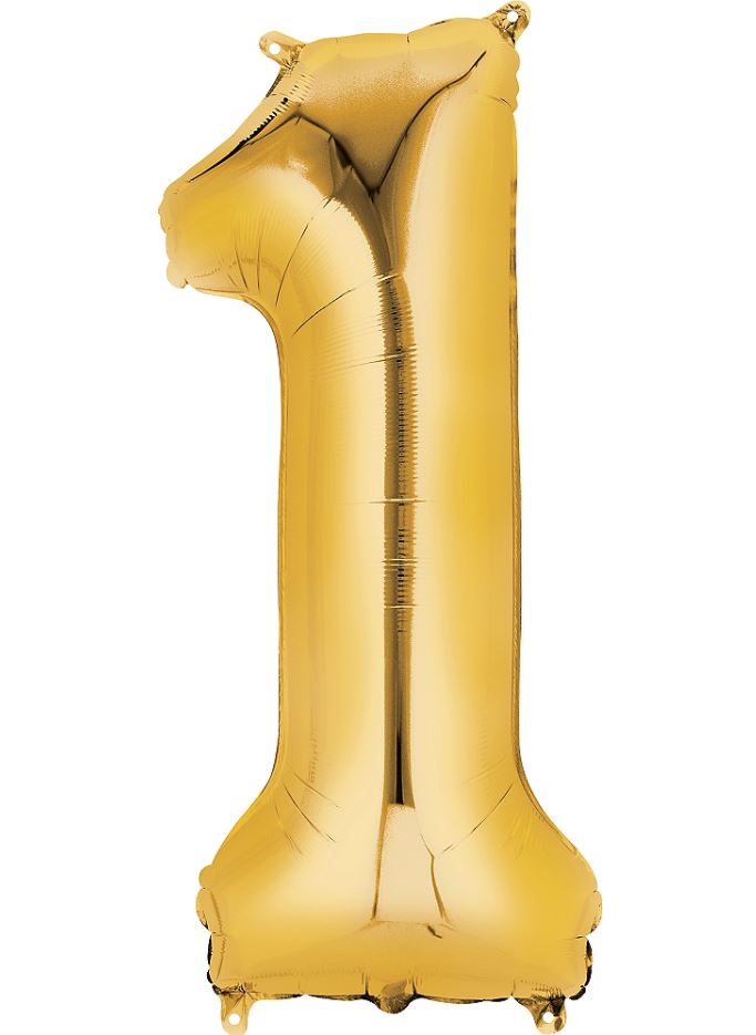 Large golden numbers birthday balloons