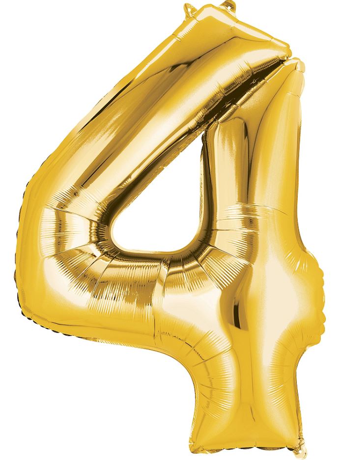 Large golden numbers birthday balloons