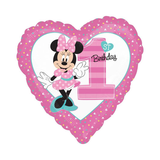 Minnie mouse 1st birthday girl heart balloon