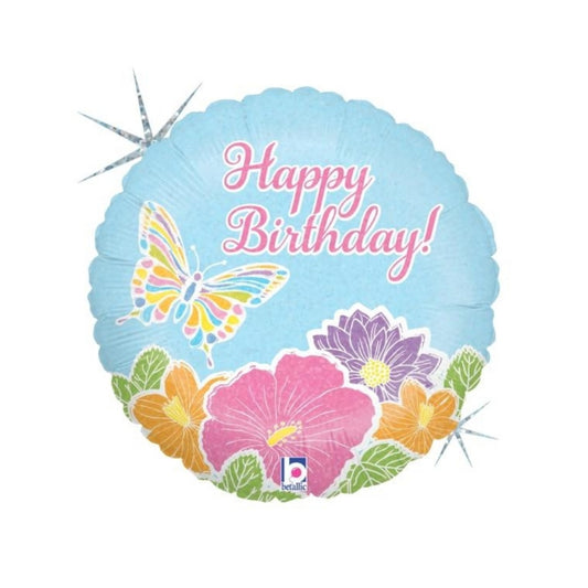 Butterfly and roses birthday balloon