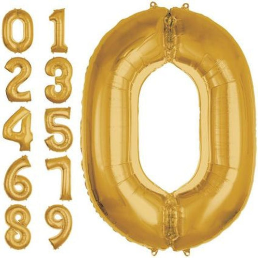 Large golden numbers birthday balloons