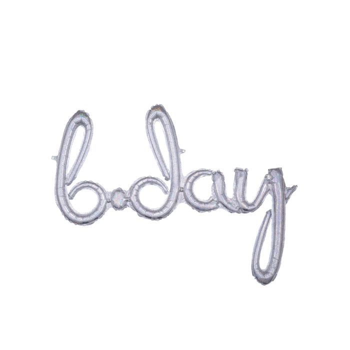 bday holographic script phrase balloon 93x68cm