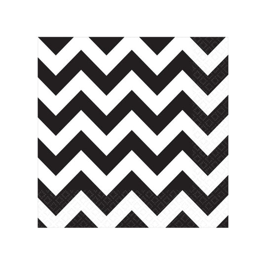 Black striped napkins, 17 cm, 16 pieces
