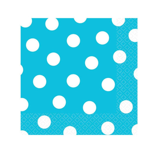 Paper napkins, dotted blue color, 12 cm, 16 pieces