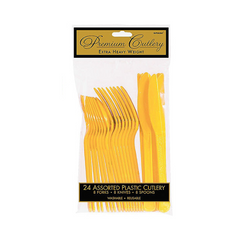 sunshine yellow heavy weight assorted cutlery 24counts