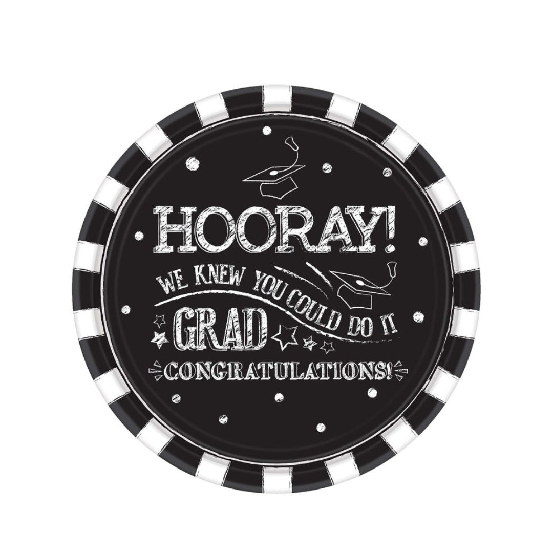 hooray grad paper plates 10 5in 18pcs