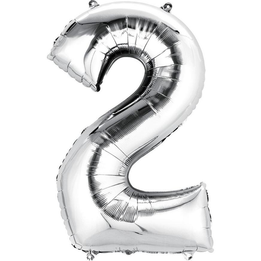 Large silver number birthday balloons