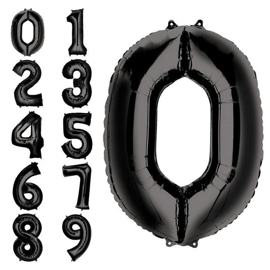 Large black number birthday balloons