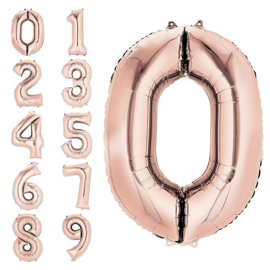 Large rose gold number birthday balloons