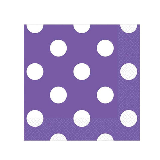 Paper napkins, dotted purple color, 12 cm, 16 pieces