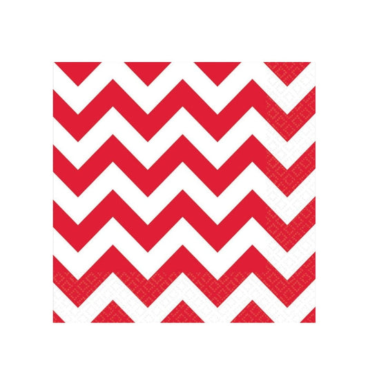 Red striped napkins, 12 cm, 16 pieces