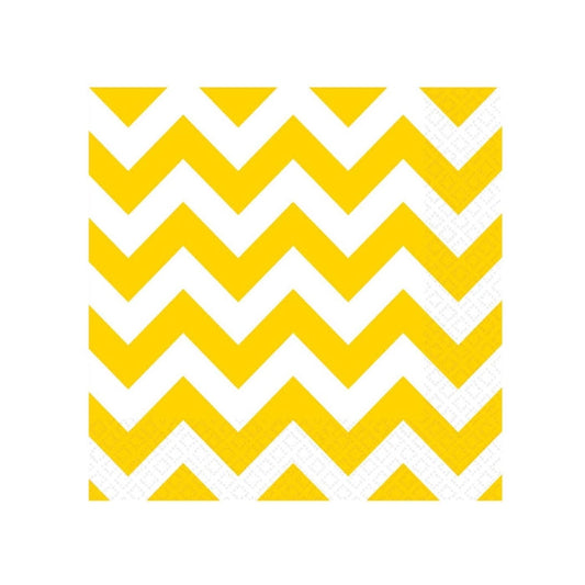 Paper napkins, yellow striped, 17 cm, 16 pieces