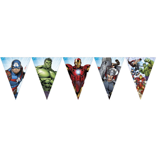 Triangles banner for kids' birthday from the Avengers