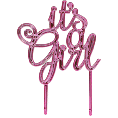 its a girl pink cake topper 12 11cm