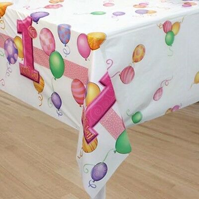 One year old tablecloth with pink theme, 54 x 84 cm, 1 piece