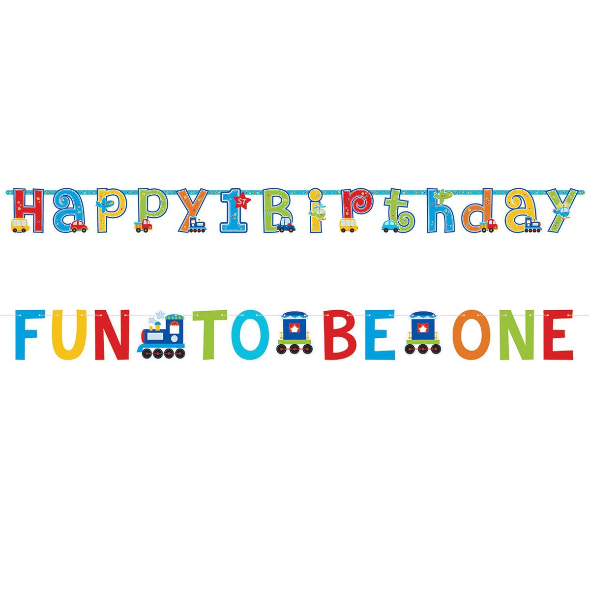 all aboard birthday letter banners combination 2ct