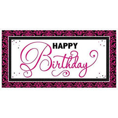 black pink happy birthday party sign