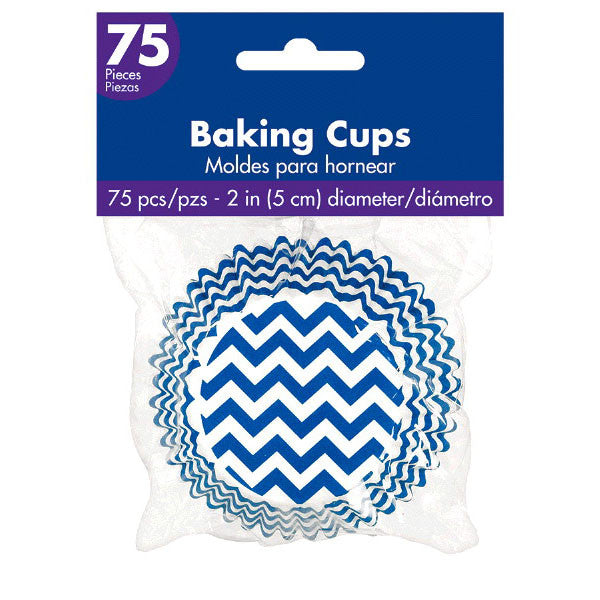 bright royal blue chevron cupcake cases 50mm 75pcs