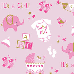 baby girl elephant jumbo paper gift wrap