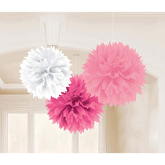 baby shower girl fluffy decoration 16in 3pcs