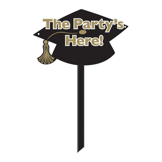 The Party's Here Graduation Yard Sign 11.13in x 15.25in Decorations - Party Centre