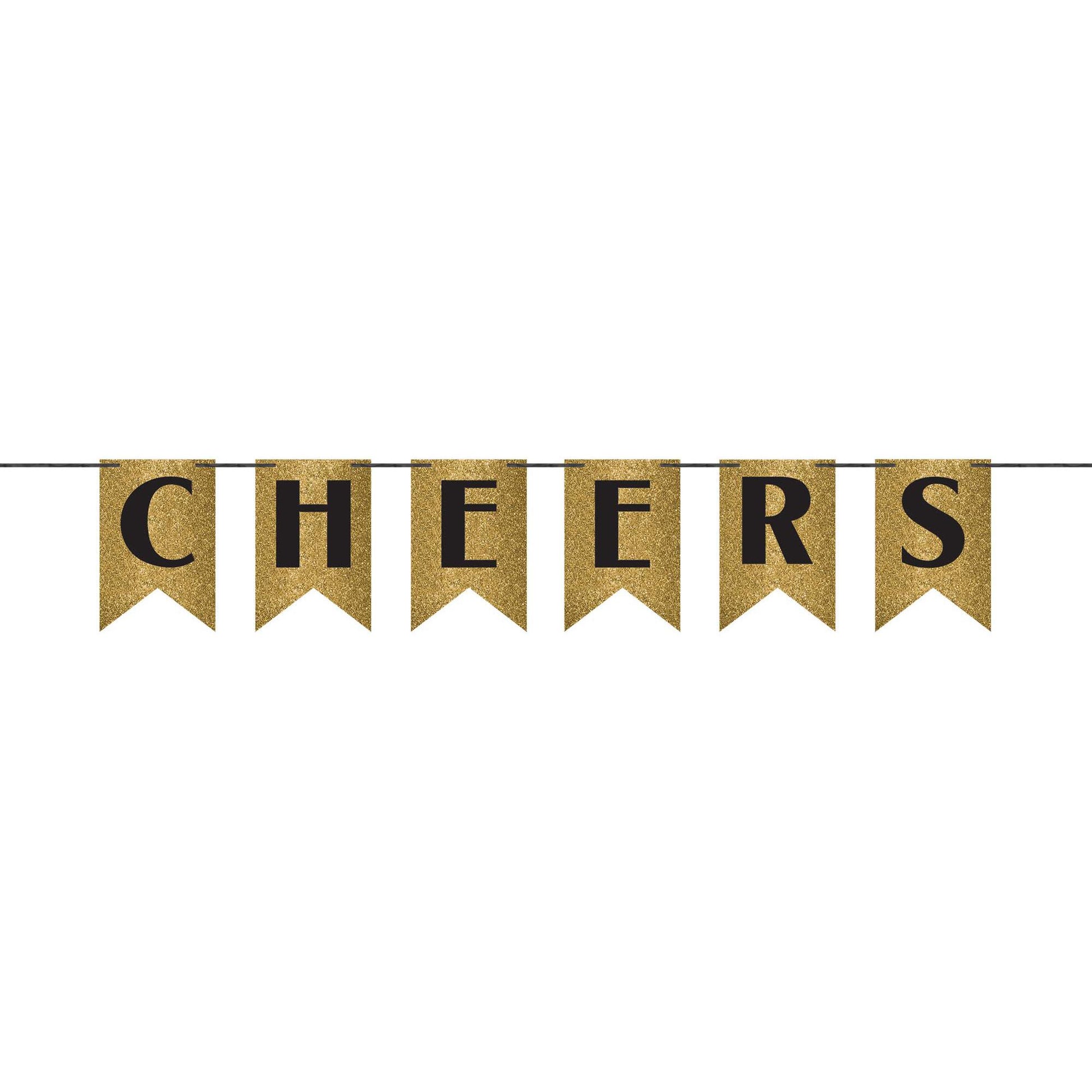 New Year Cheers Gold Pennant Banner Decorations - Party Centre
