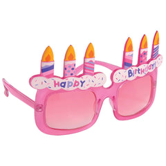 pink birthday cake glasses