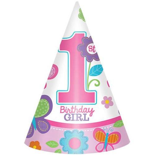 قبعة عيد ميلاد السنة الاولى بنات 8 قطع