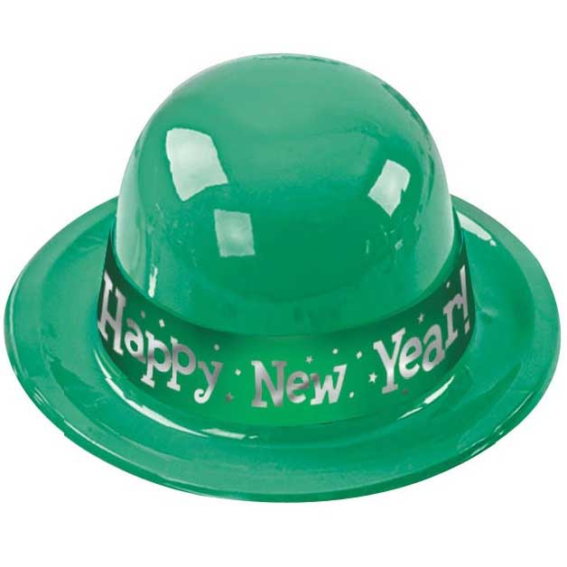 Happy New Year Green Derby Hat Costumes & Apparel - Party Centre