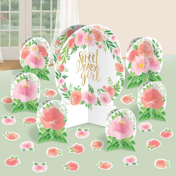 floral baby girl table decorating kit