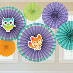 woodland welcome paper fan decoration 6pcs