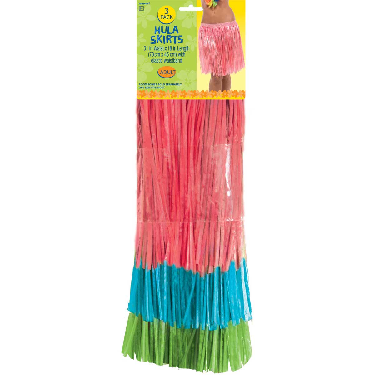 adult hula skirt 3 pack