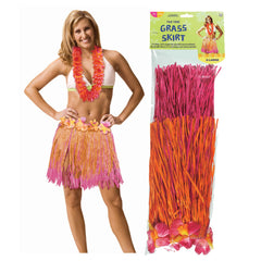 adult xl pink orange hula skirt 18 x 42in