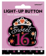 sweet 16 flashing light up button 2 1 4in