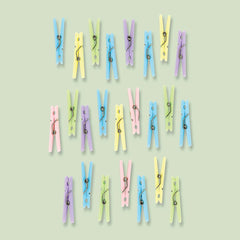 neutral baby shower clothespin favors