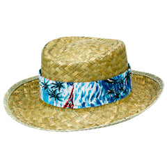 straw hat with floral band