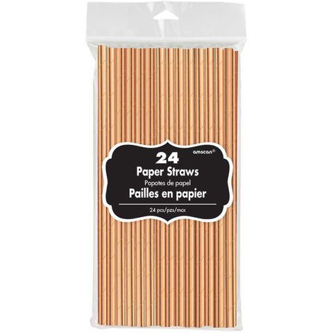 rose gold paper solid straw 24pcs