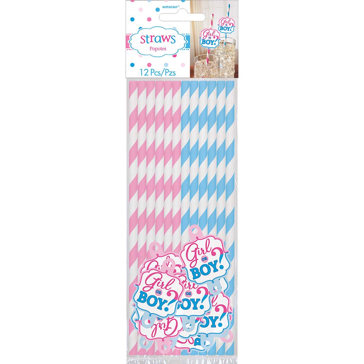 girl or boy paper straws 12pcs