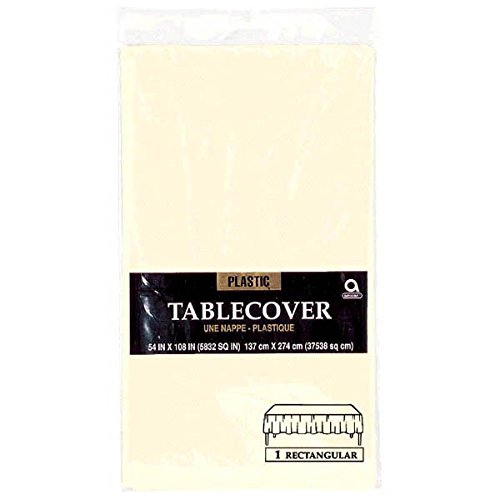 vanilla creme plastic table cover 54 x 108in