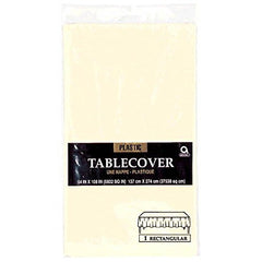 vanilla creme plastic table cover 54 x 108in